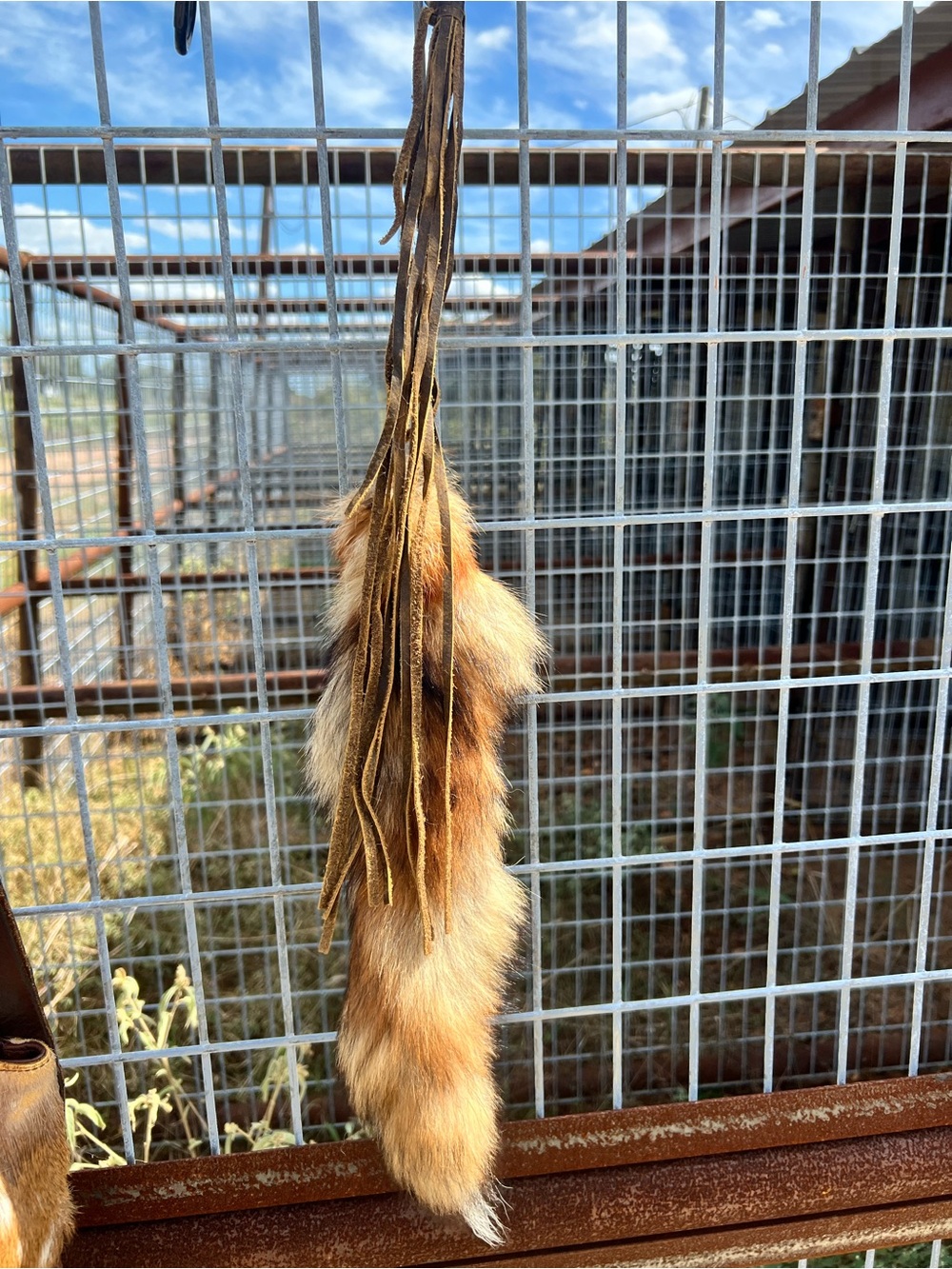 Leather Fur Tassel Keychain - Tan Fur Pom Pom Accessory